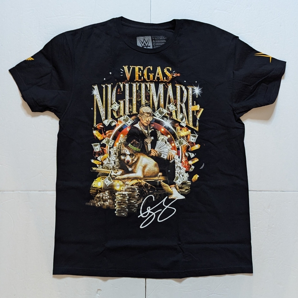 WWE Cody Rhodes Vegas Nightmare WrestleMania T Shirt. Men's Large. Used